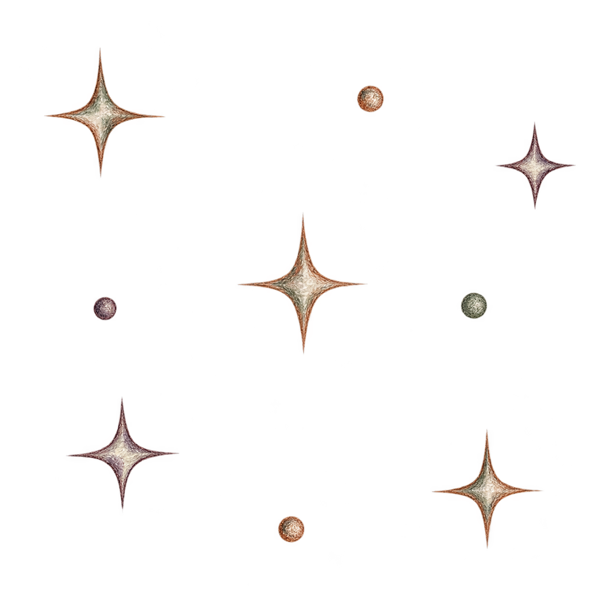 Constellation : image générée, texture de papier et dessin au crayon