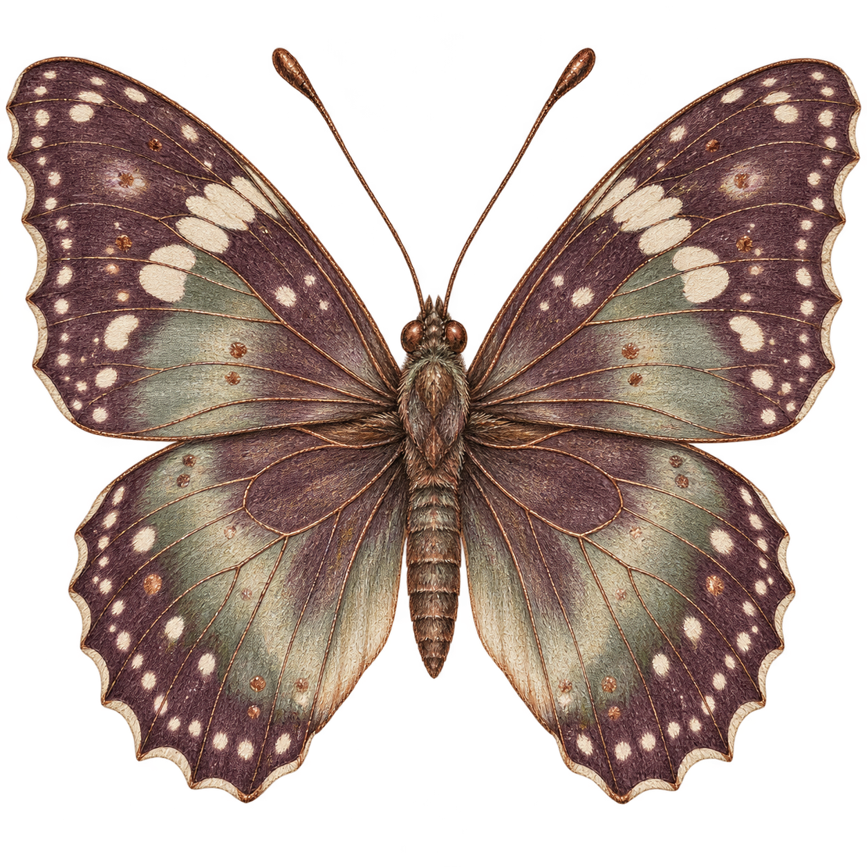 Papillon crayonné : image générée, texture de papier et dessin au crayon