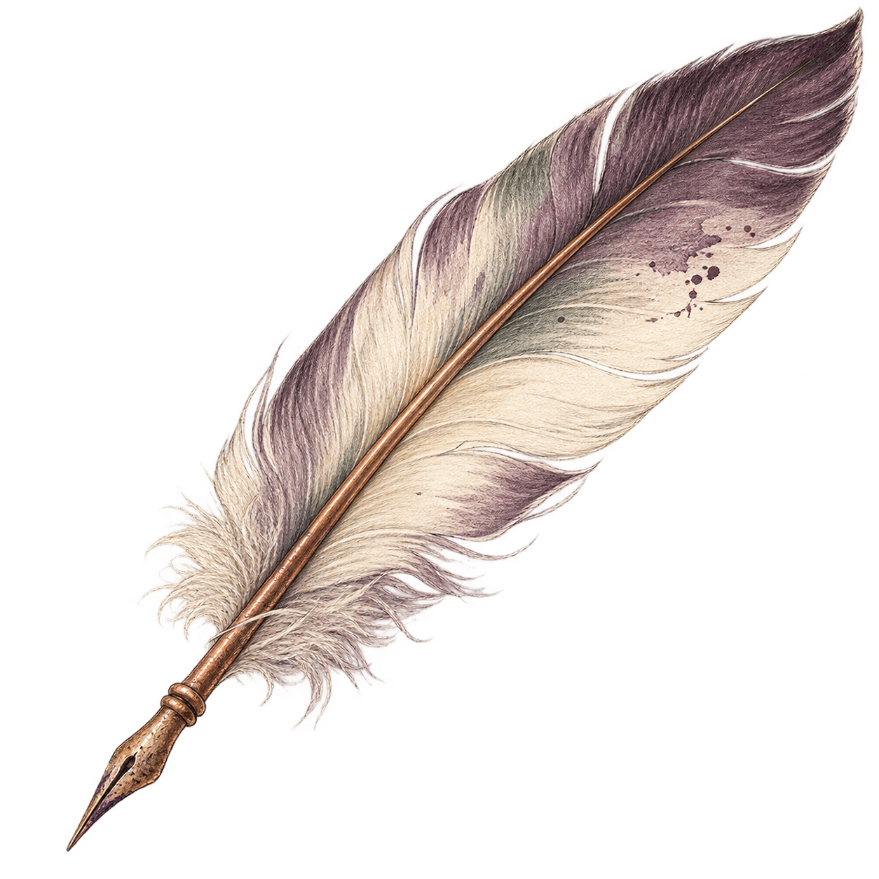 Plume dessinée au crayon, posée comme pour écrire une lettre